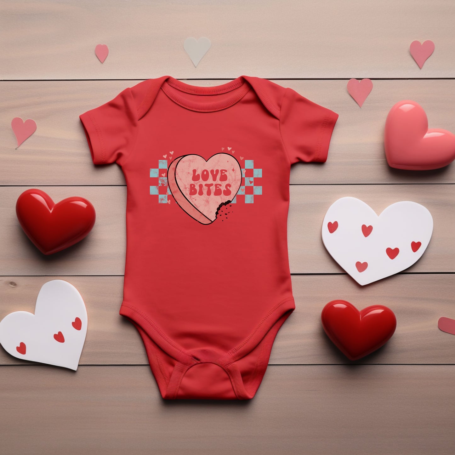 Love Bites Candy Heart | Baby Graphic Short Sleeve Onesie