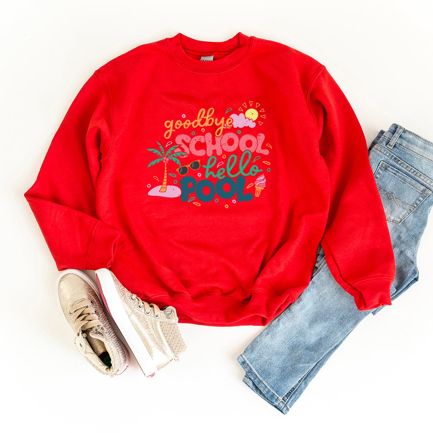 Goodbye School Hello Pool | Youth Graphic Sweatshirt