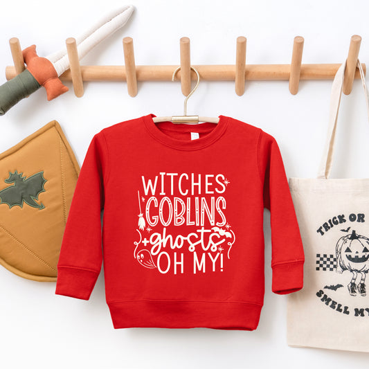 Witches Goblins Ghosts Puff Print | Toddler Graphic Sweatshirt