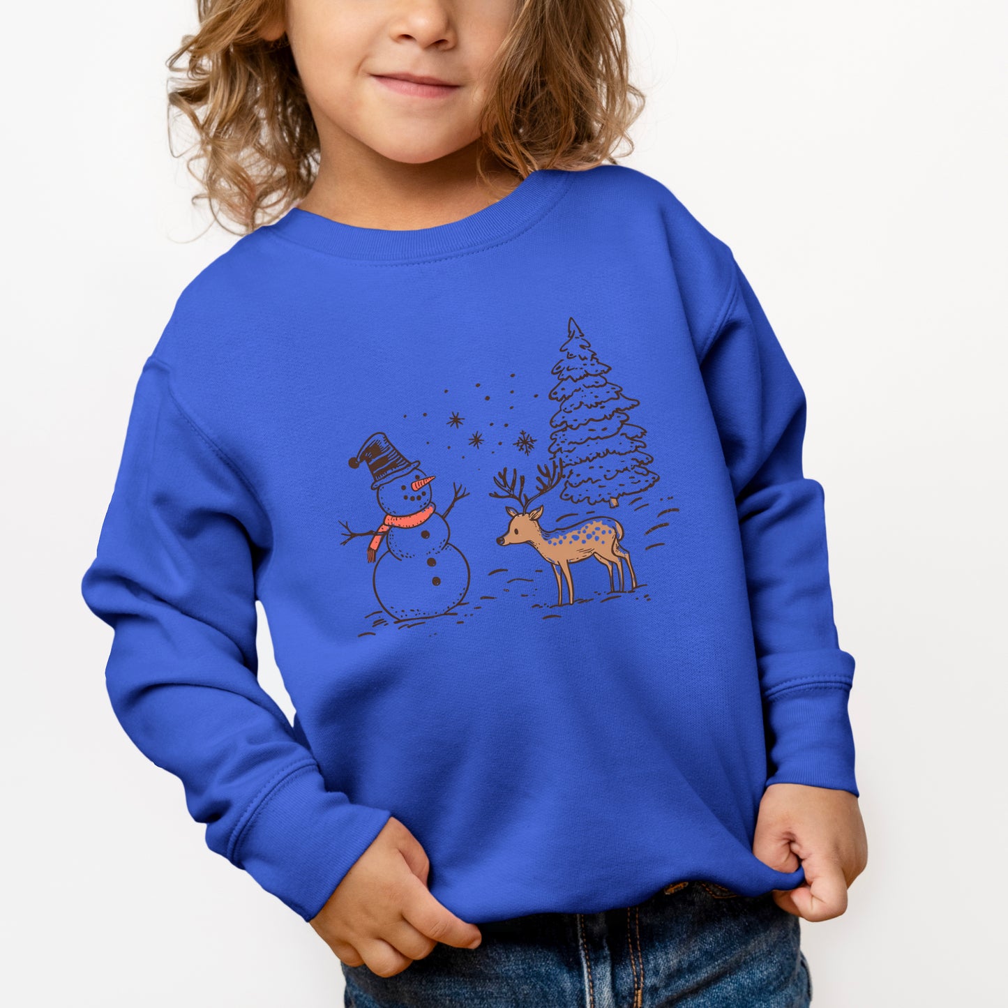 Deer Snowman Scene | Toddler Graphic Sweatshirt