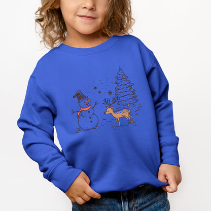 Deer Snowman Scene | Toddler Graphic Sweatshirt