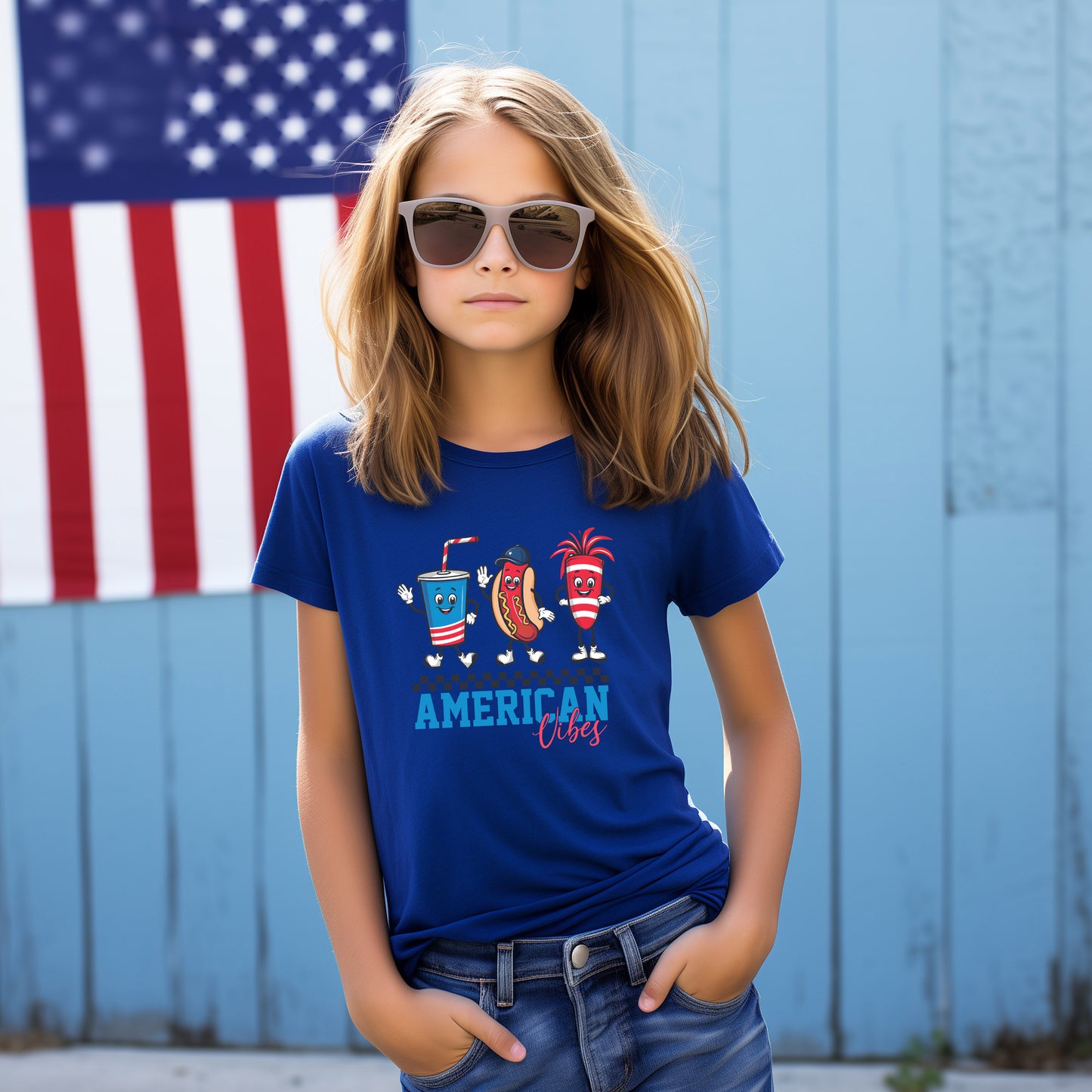 American Vibes Hot Dog | Youth Graphic Short Sleeve Tee