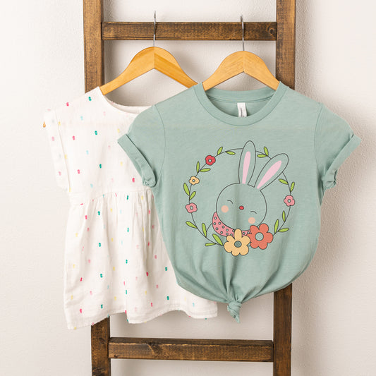 Easter Bunny Flower Wreath | Youth Short Sleeve Crew Neck