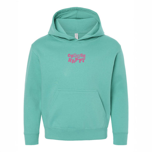 Embroidered Choose Happy Smiley Face | Youth Graphic Hoodie