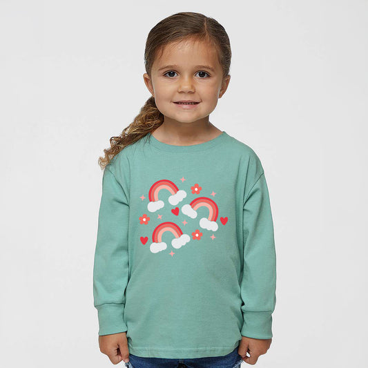 Valentine Rainbow | Toddler Graphic Long Sleeve Tee