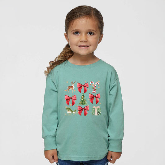 Coquette Christmas Collage | Toddler Graphic Long Sleeve Tee