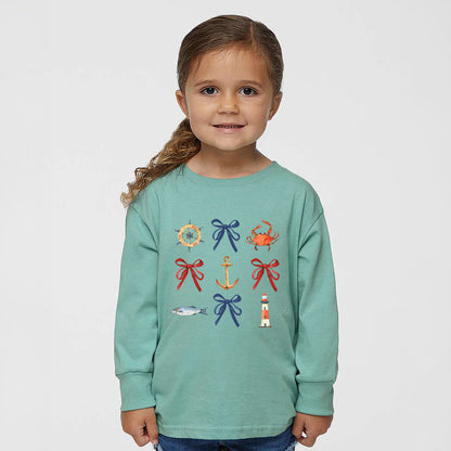 Coquette Nautical Collage | Toddler Graphic Long Sleeve Tee