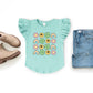 Smiley Clover Daisy | Toddler Graphic Flutter Sleeve Tee
