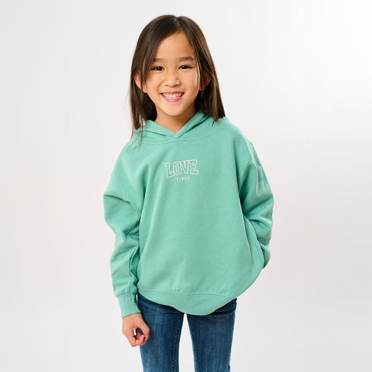 Embroidered Varsity Love Vibes | Toddler Graphic Hoodie