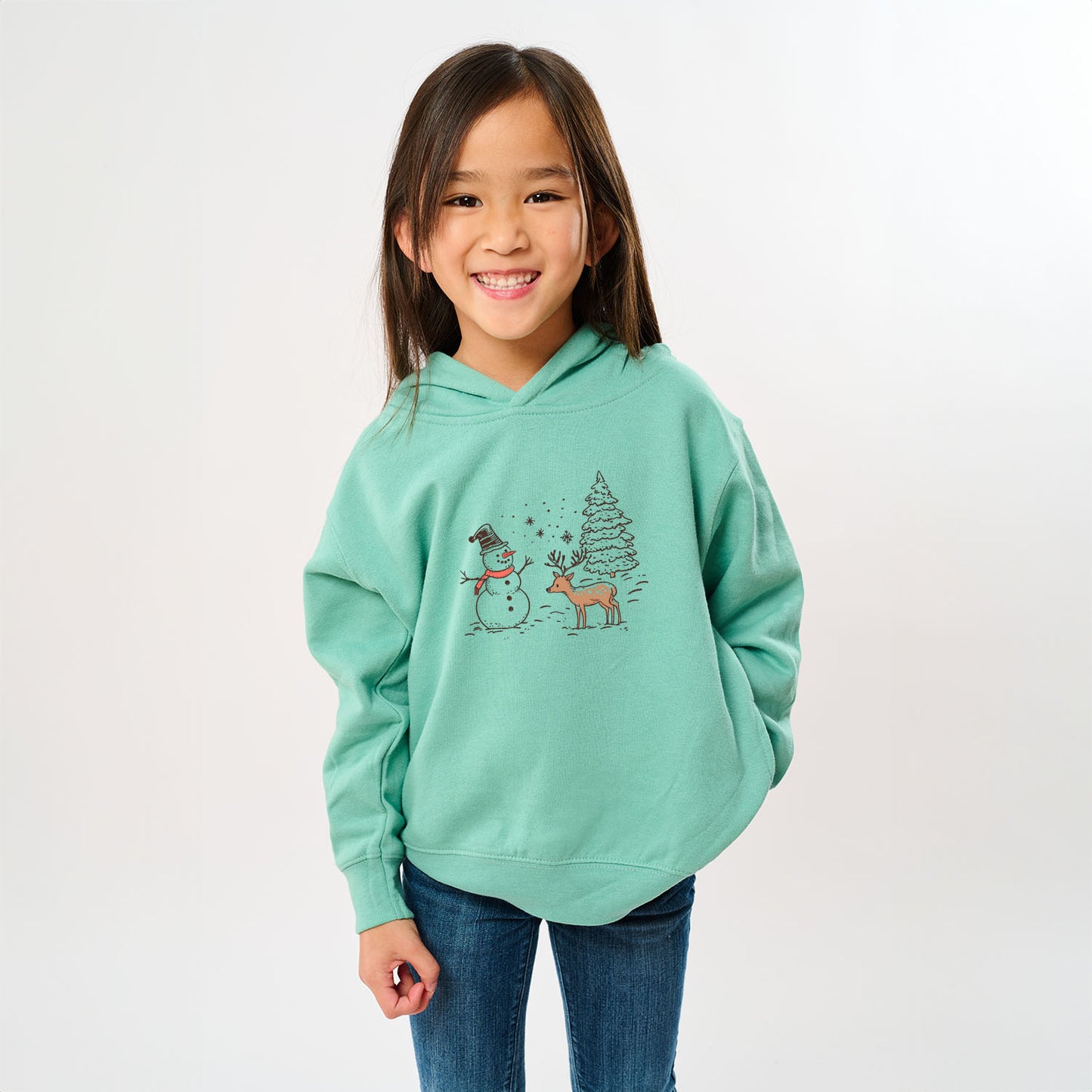 Deer Snowman Scene | Toddler Graphic Hoodie