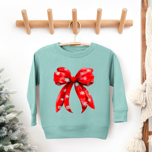 Coquette Christmas Snowflake Bow | Youth Ultra-Soft Graphic Sweatshirt