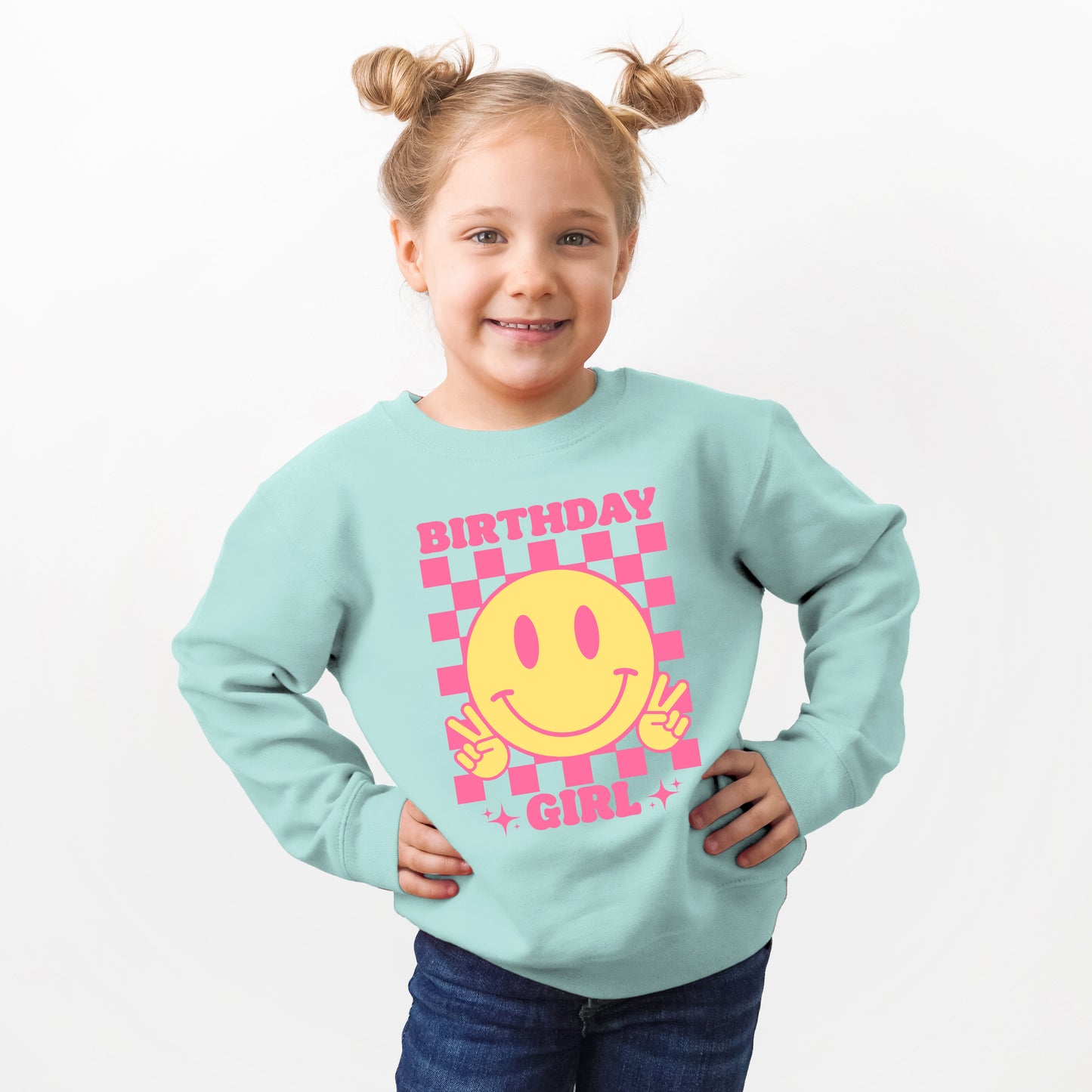 Birthday Girl Checkered | Toddler Graphic Sweatshirt