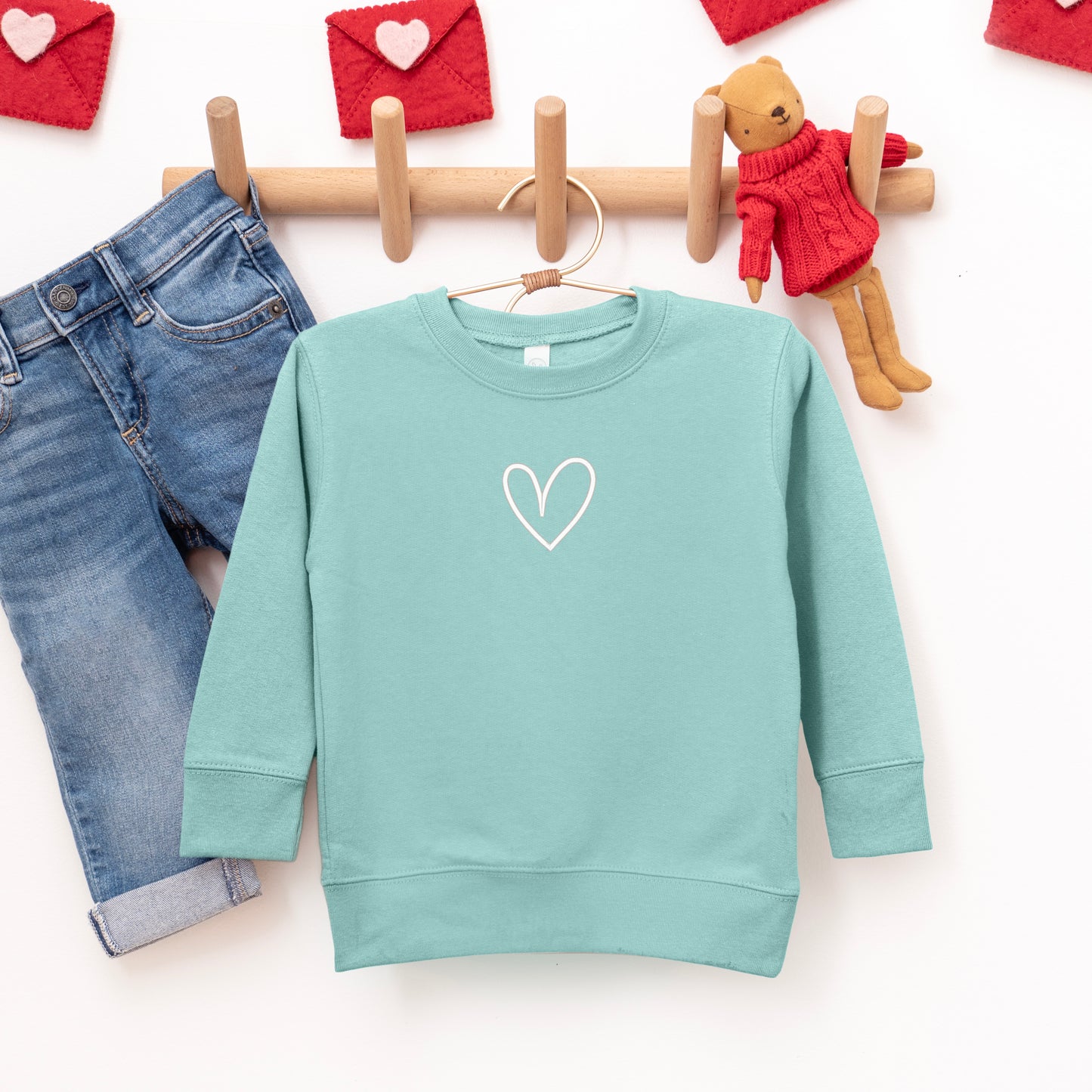 Embroidered Hand Drawn Heart | Toddler Graphic Sweatshirt