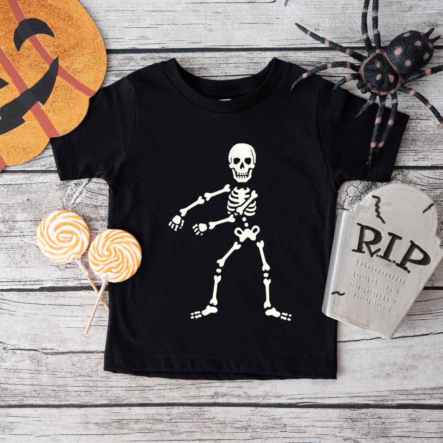 Flossing Skeleton Puff Print | Youth Graphic Short Sleeve Tee