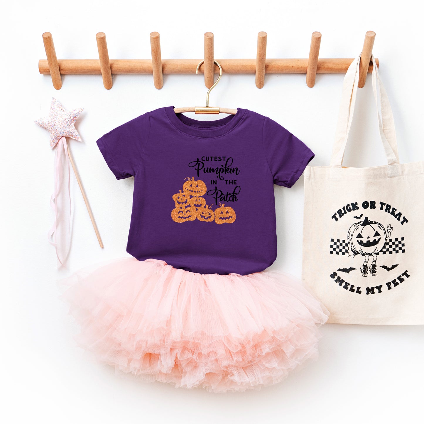 Cutest Pumpkin In The Patch Glitter | Toddler Graphic Short Sleeve Tee