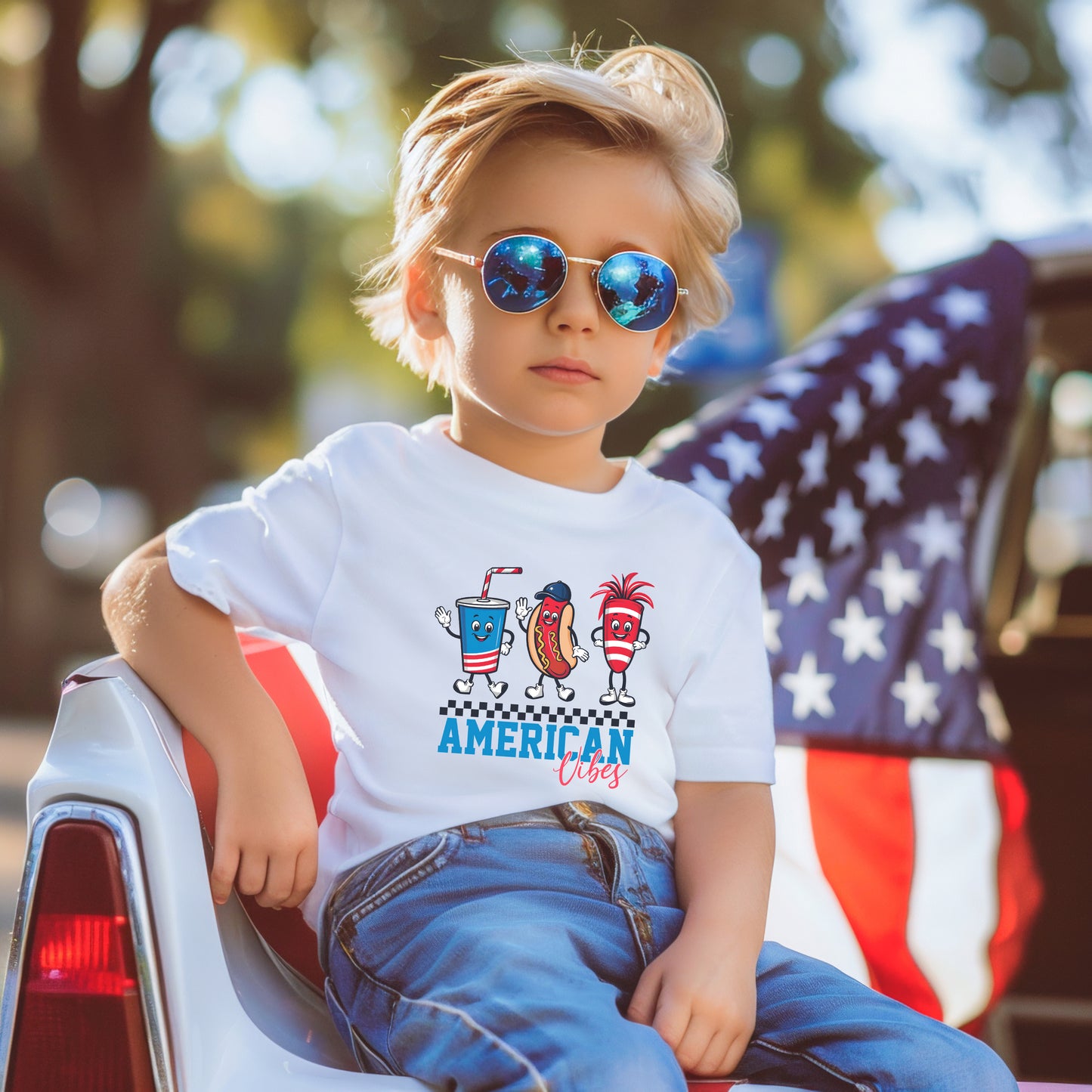 American Vibes Hot Dog | Toddler Graphic Short Sleeve Tee