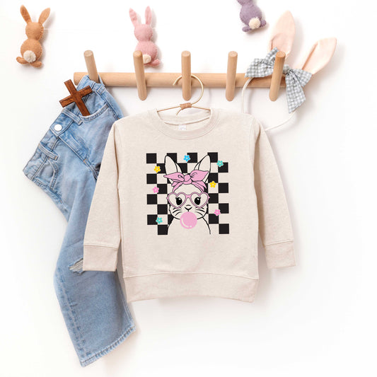 Checkered Groovy Bunny | Toddler Graphic Sweatshirt