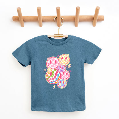 Colorful Checkered Smiley Face | Toddler Graphic Short Sleeve Tee