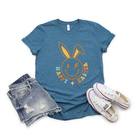 Happy Easter Smiley Lightning Bolt | Youth Graphic Short Sleeve Tee