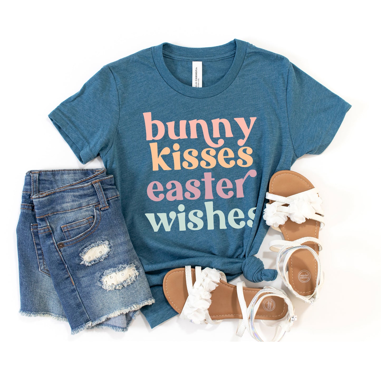 Bunny Kisses Easter Wishes | Toddler Graphic Short Sleeve Tee