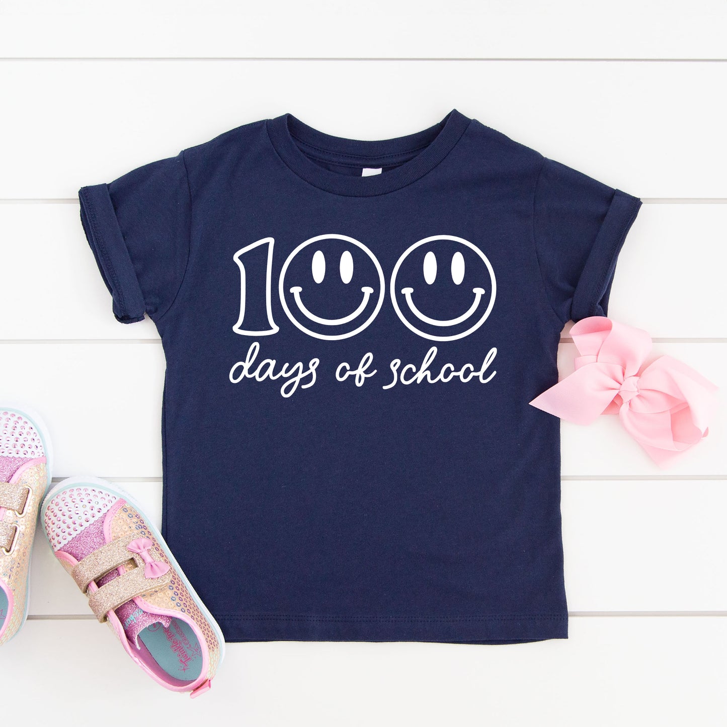 100 Days Of School Smiley Face | Youth Graphic Short Sleeve Tee