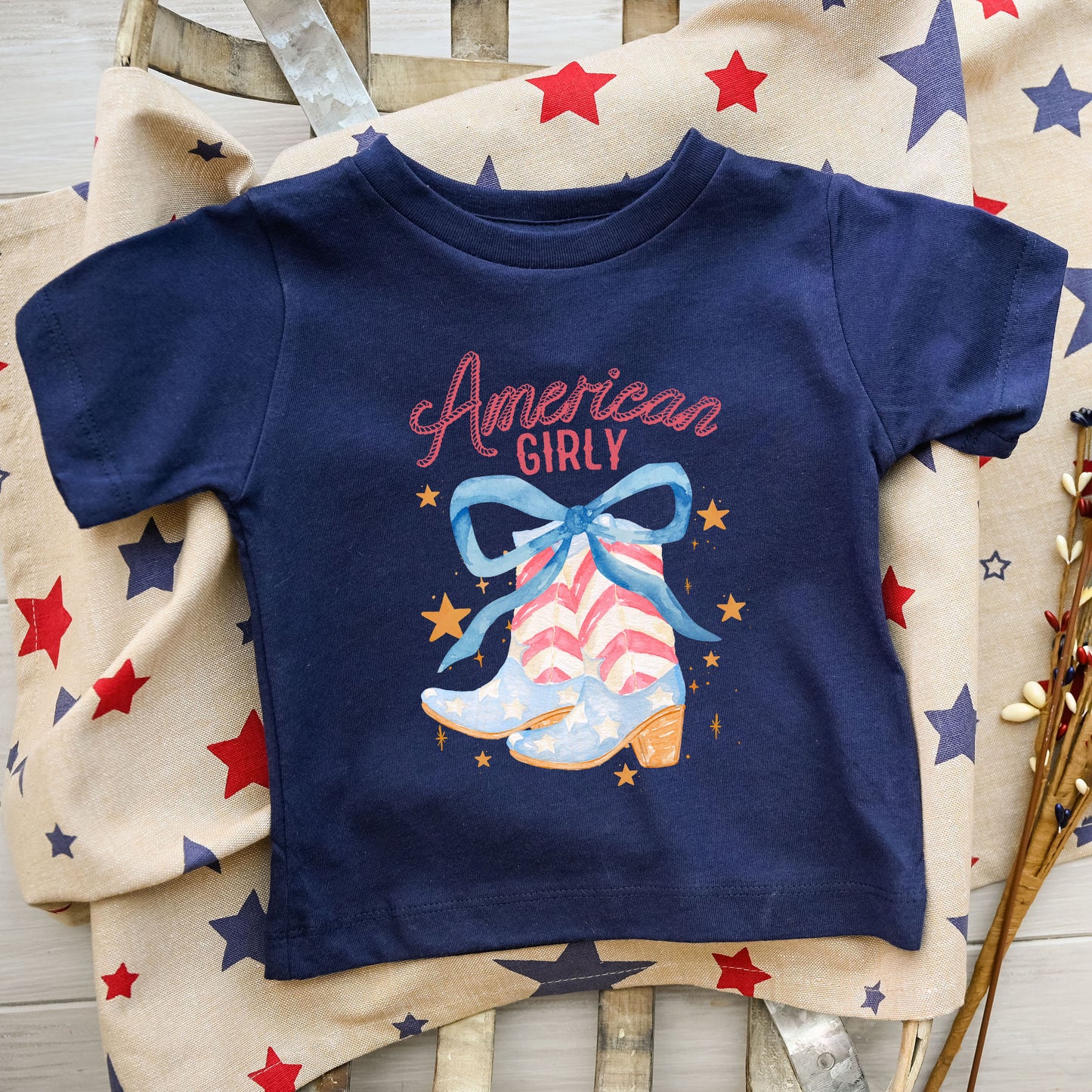 American Girly Coquette Boots | Toddler Graphic Short Sleeve Tee