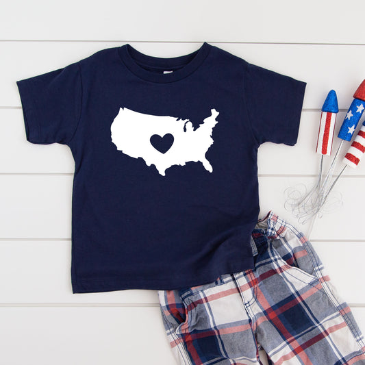 USA Heart Outline | Toddler Graphic Short Sleeve Tee