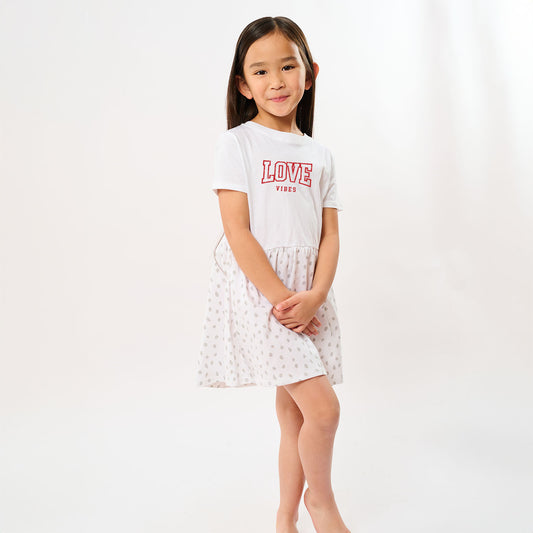 Love Vibes Varsity | Toddler Graphic Dress