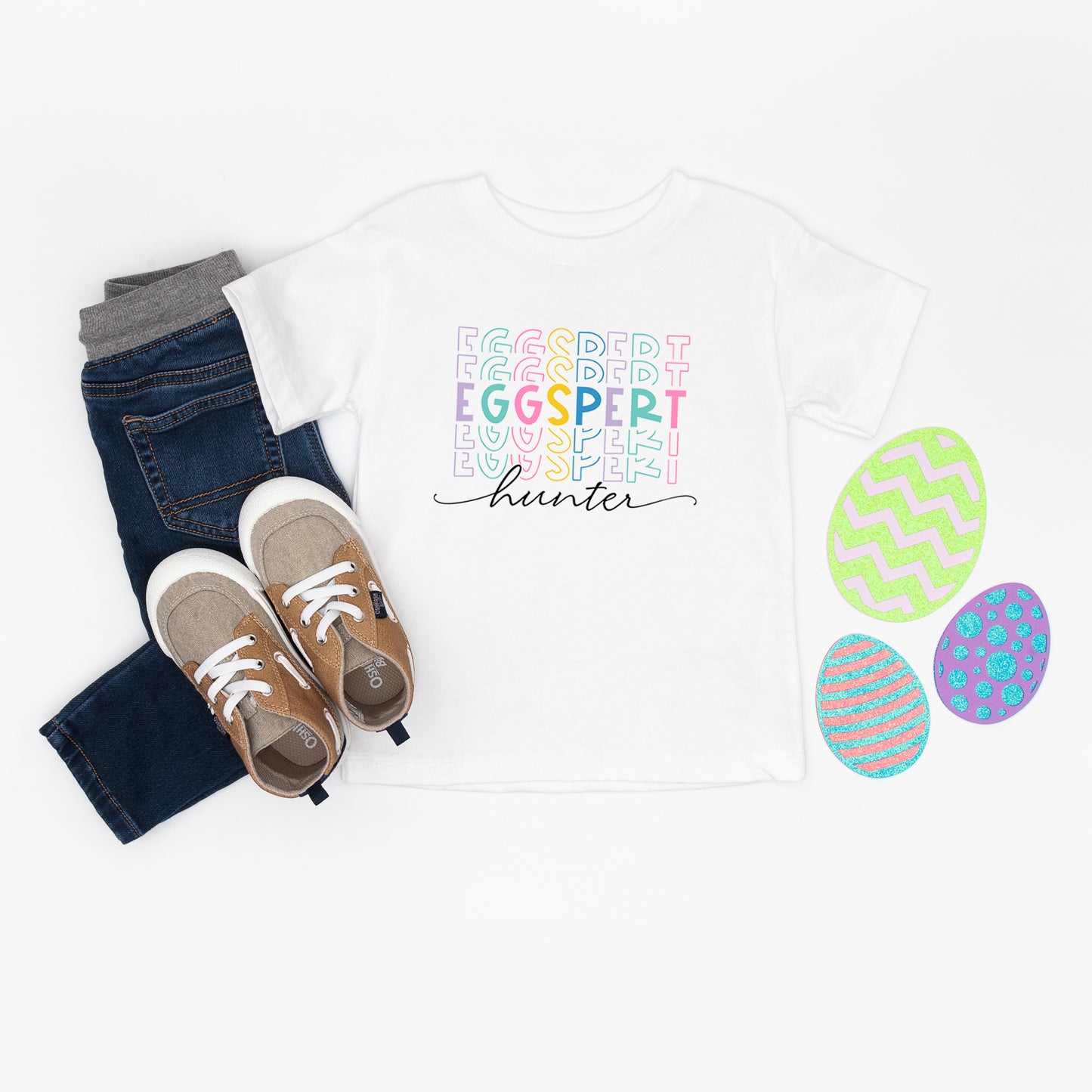 Eggspert Hunter Stacked | Toddler Graphic Short Sleeve Tee