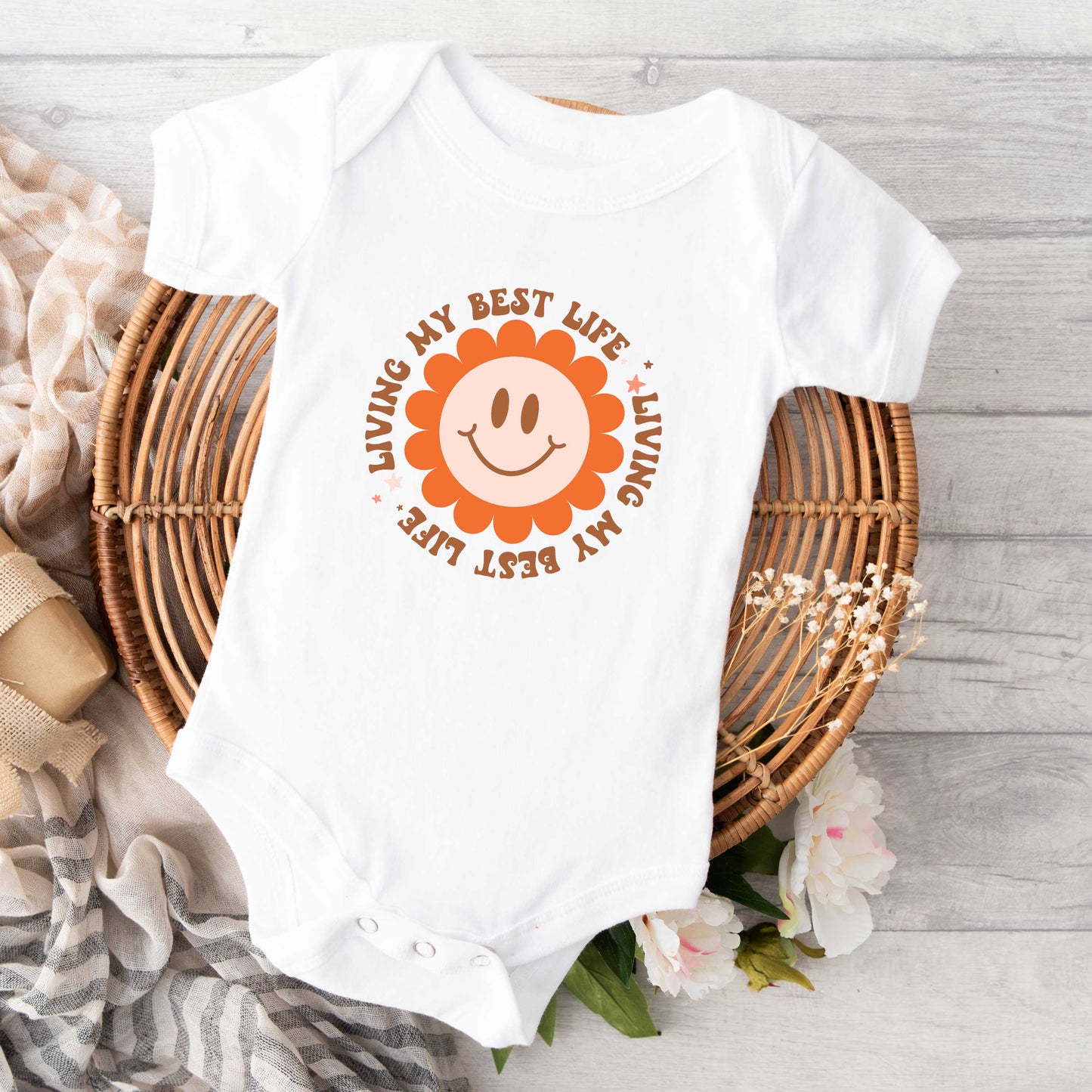 Living My Best Life Flower | Baby Graphic Short Sleeve Onesie