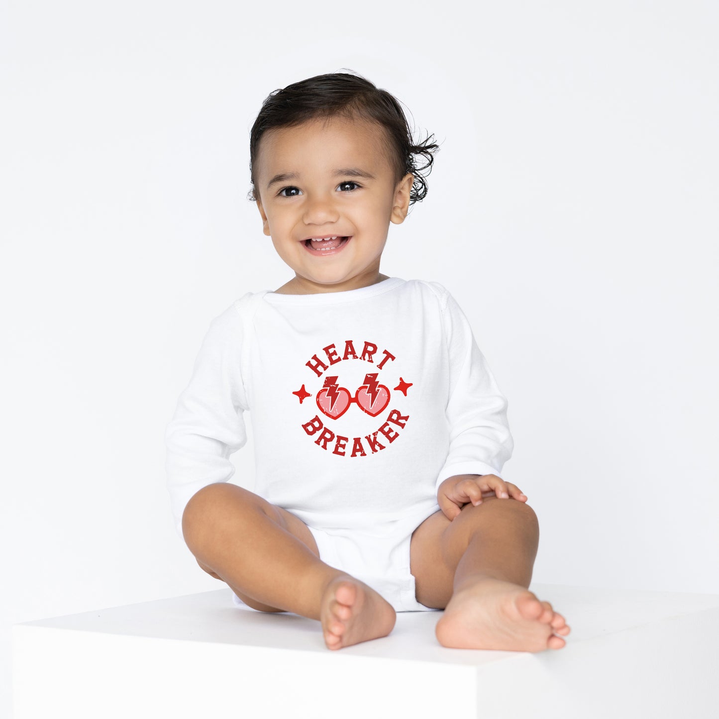 Heart Breaker Sunglasses | Baby Graphic Long Sleeve Onesie