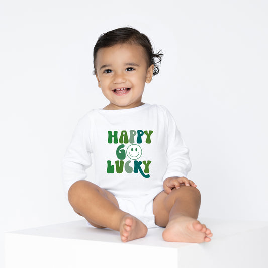 Happy Go Lucky Smiley Face | Baby Graphic Long Sleeve Onesie