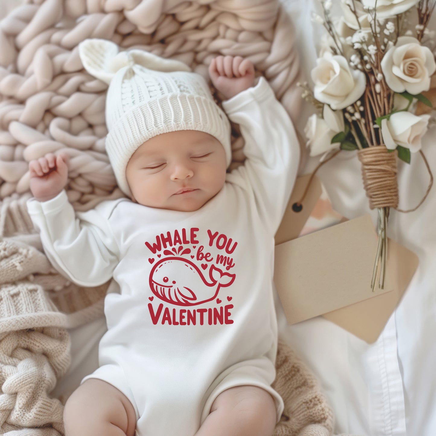 Valentines Whale | Baby Graphic Long Sleeve Onesie