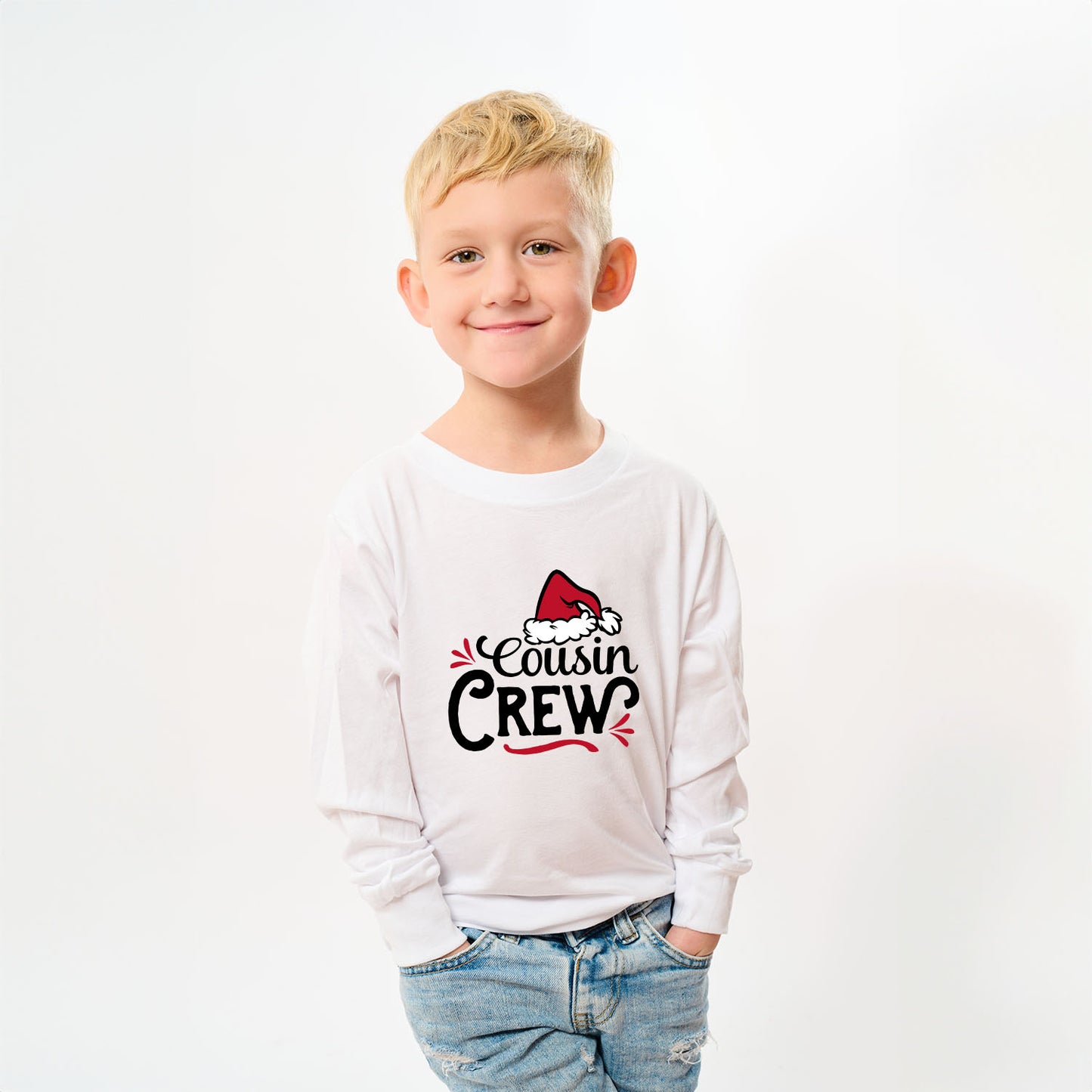 Cousin Crew Santa Hat | Toddler Graphic Long Sleeve Tee