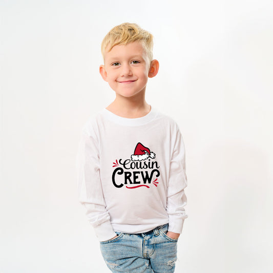 Cousin Crew Santa Hat | Toddler Graphic Long Sleeve Tee