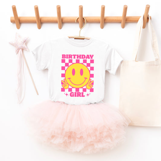 Birthday Girl Checkered | Toddler Graphic Short Sleeve Tee