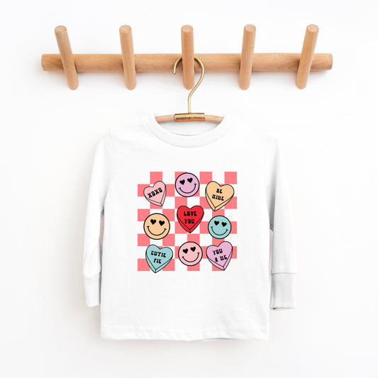 Candy Heart Smile Solid | Toddler Graphic Long Sleeve Tee