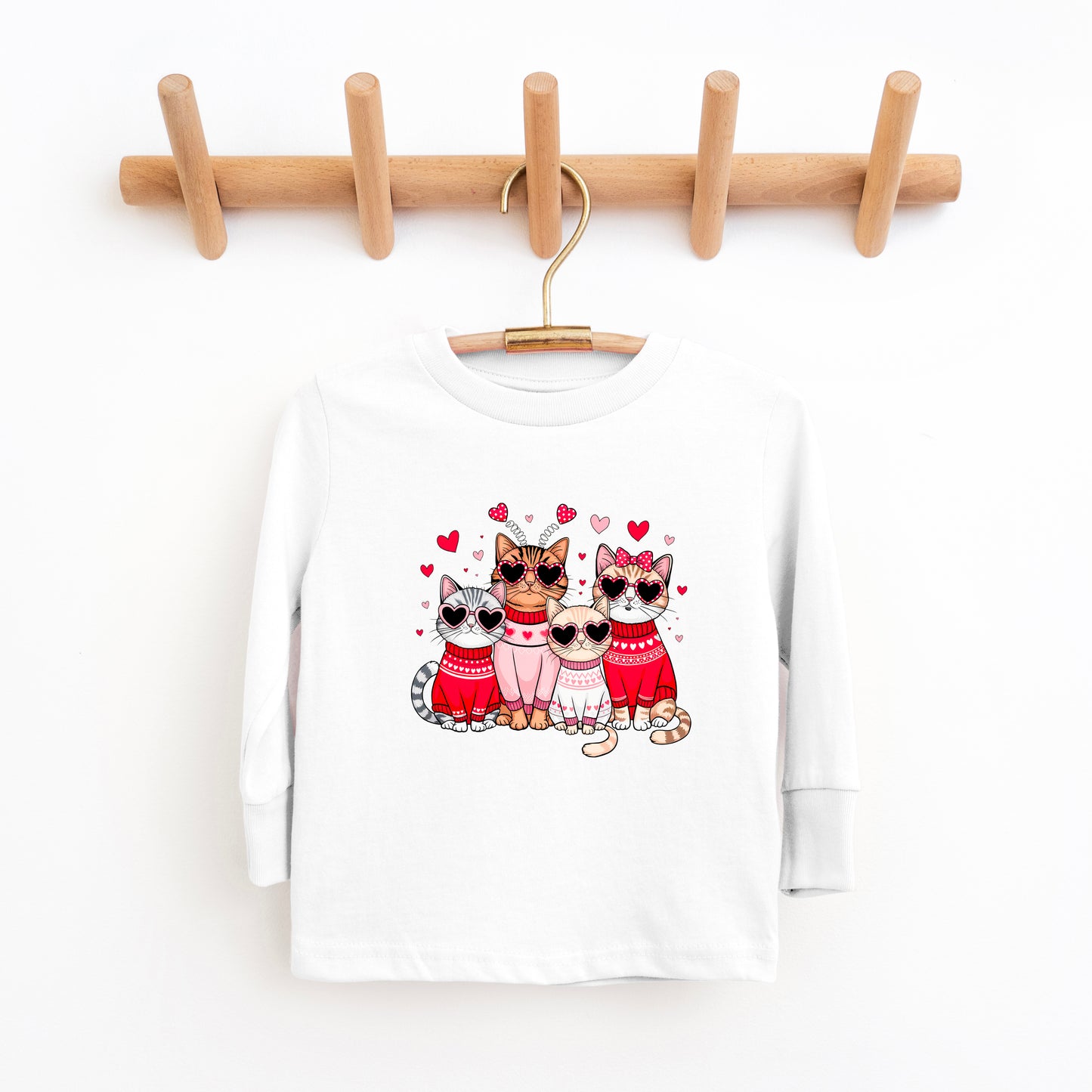 Valentine Kittens | Toddler Graphic Long Sleeve Tee