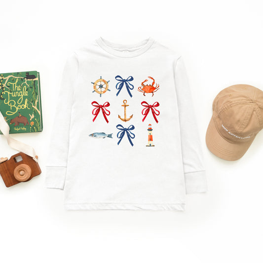 Coquette Nautical Collage | Toddler Graphic Long Sleeve Tee