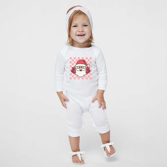 Checkered Santa | Baby Graphic Romper