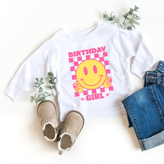 Birthday Girl Checkered | Youth Graphic Long Sleeve Tee