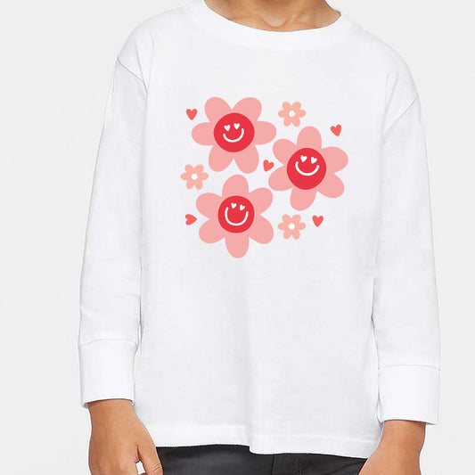 Hippy Flower Valentine | Toddler Graphic Long Sleeve Tee