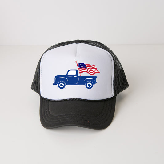 Truck With Flag | Youth Foam Trucker Hat