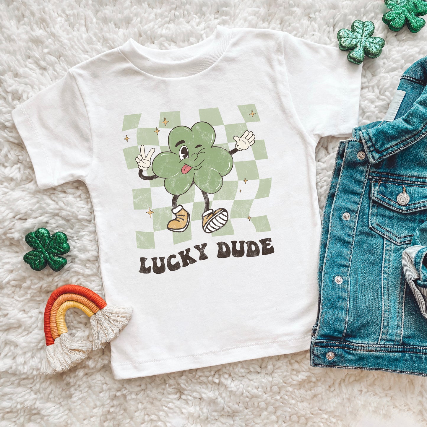 Lucky Dude Checkered | Youth Graphic Short Sleeve Tee