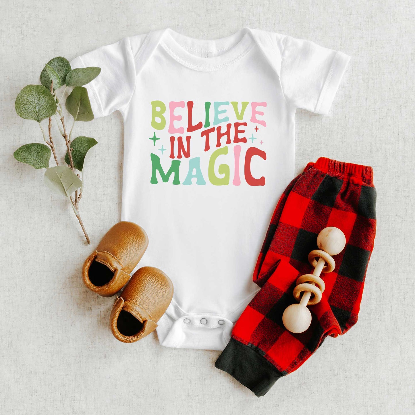 Believe in the Magic Colorful | Baby Graphic Short Sleeve Onesie