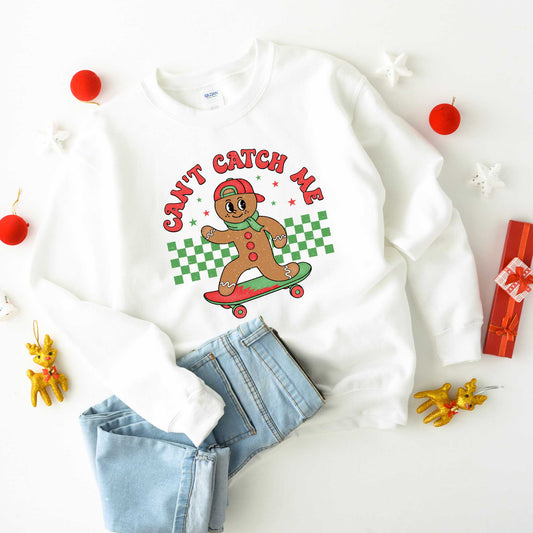 Gingerbread Man Skateboard | Youth Graphic Sweatshirt