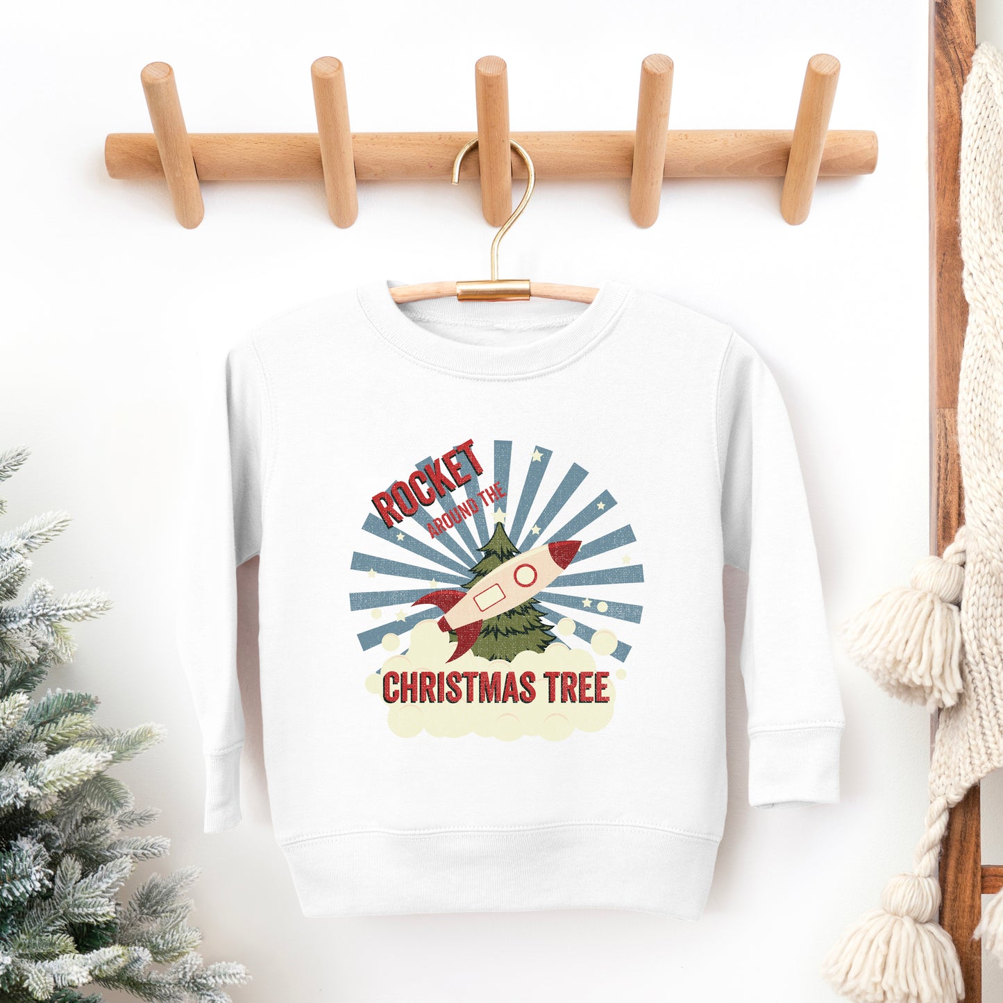 Rocket Around The Christmas Tree | Toddler Graphic Sweatshirt