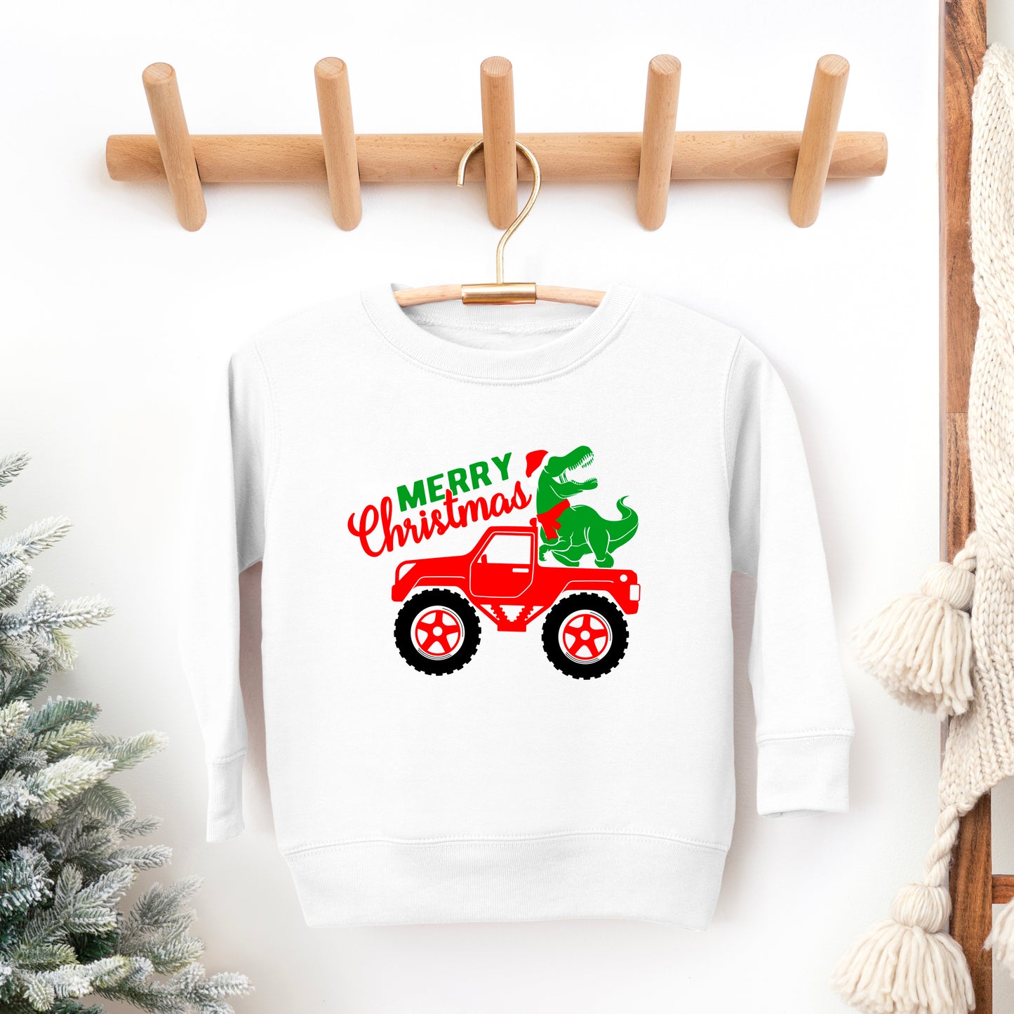 Christmas Dino Truck | Toddler Graphic Sweatshirt