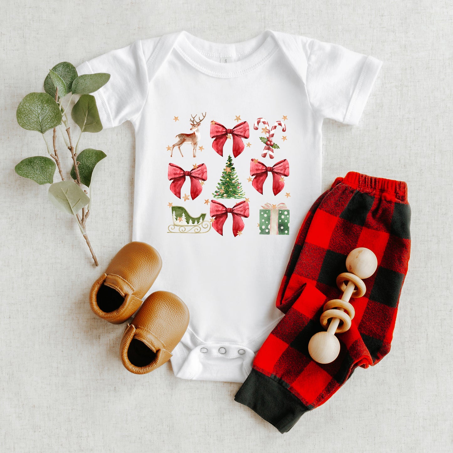 Coquette Christmas Collage | Baby Graphic Short Sleeve Onesie