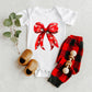 Coquette Christmas Snowflake Bow | Baby Graphic Short Sleeve Onesie